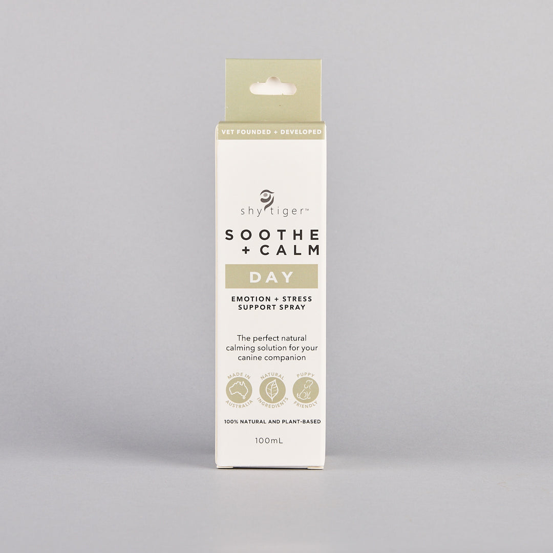 Natural Calming Solution for dogs, Vet-formulated for Day time Stress Relief, Made in Australia by Shy Tiger