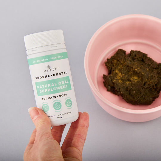 All Natural Dental Supplement For Cats and Dogs, Vet-formulated by Dr. Nicole, Made in Australia by Shy Tiger