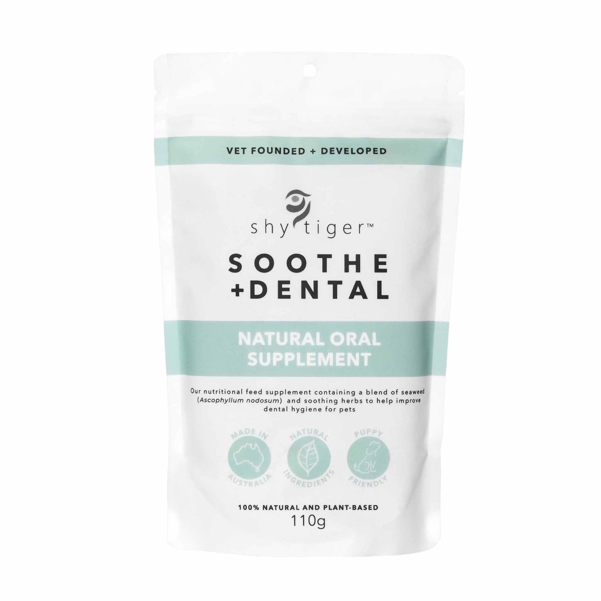 Soothe + Dental Natural Oral Supplement  sitting on chopping board
