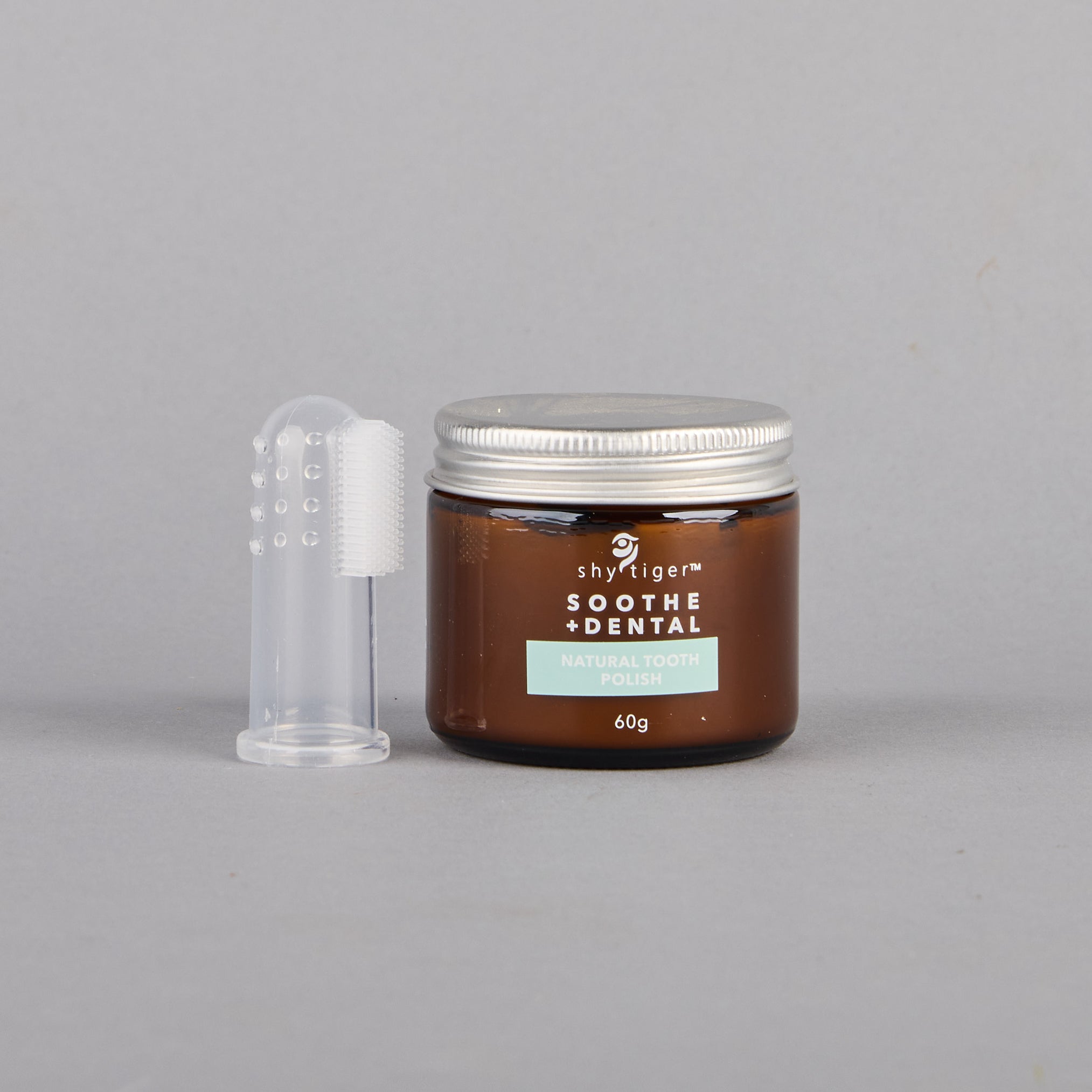 Natural Tooth Polish and Finger Toothbrush, Vet formulated for dogs, Made in Australia by Shy Tiger